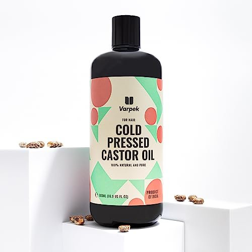 Cold Pressed Castor Oil - 100% Organic, Hexane Free, Natural and Pure - Golden Hair Growth Oil For Hair, Beards, Eyelashes and Eyebrows - By Varpek