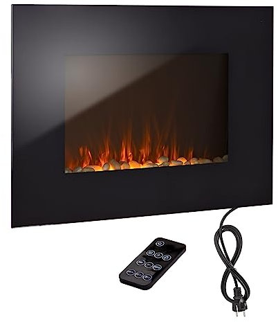 DEMA Wandkamin Elektrokamin 1800 W – Kamin elektrisch, mit Heizung, Fernbedienung, dekorativ, energiesparend, sicher – Wohnzimmer, Schlafzimmer, Büro