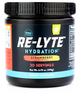 REDMOND Re-Lyte Mezcla para bebida electrolítica, limonada de fresa, 30 raciones, 195 g, sin azúcar, con auténtica sal Redmond Real Salt y más de 60 minerales y oligoelementos esenciales