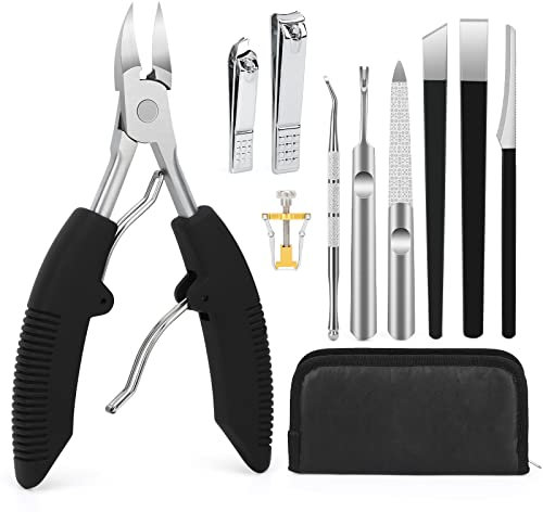 Segbeauty Strumenti per Pedicure, Manicure Set Donna Uomini, 10 Pezzi Tagliaunghie Set Professionale, Set Forbicine Unghie per Manicure, Viaggio e Toelettatura Kit, Tagliaunghie ad Olecrano Nera