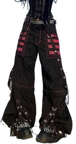 Pantalone da Donna Y2k, Pantaloni Goth, Punk, Emo, Baggy, a Gamba Larga, Harajuku, Grunge, Vestiti Hip Hop, Nero-e, M
