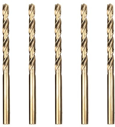 Meccion HSS Cobalt Jobber Drill Bit 5pcs 5.0mm Twist Drill Bit for Drilling Stainless Steel and Metal