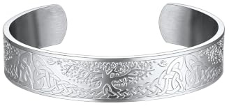 FaithHeart Edelstahl Armreif für Herren Männer Wikinger Armband Punk Gotik Viking Armschmuck mit Geschenkebox für Weihnachten Valentinstag
