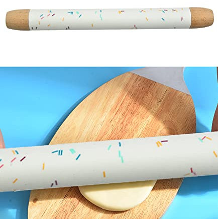 Lot de rouleaux à pâtisserie en silicone de 35,6 cm - Anneaux épais pour pâte à pâtisserie, pizza, tarte, pâtisseries, pâtes, biscuits - Rouleau à pâtisserie en silicone pour la cuisson (sans strick)