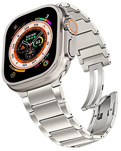 TRUMiRR 49mm 46mm 45mm 44mm 42mm(Serie 3 2 1) Kompatibel mit Apple Watch Ultra 3 Titan Armband, Edelstahl Gliederarmband Ersatzarmbänder Geeignet für iWatch Ultra 2/Ultra,Serie 11/10/9/8/7/6/5/4/SE