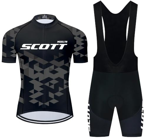 Moxilyn Fahrradtrikot Kurzarm Set für Herren Radtrikot T Shirt Radsport Radtrikot Set Fahrrad Trikot Kurzarm+Radhose mit GEL,3XL