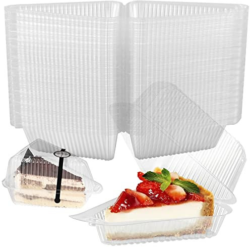 100 Pcs Cake Slice Boxes, Individual Cake Boxes Clear Cake Boxes with Lid Reusable Square Individual Cupcake Boxes Slice Cake Boxes for Hamburger, Salad, Cheese, Cakes and Sandwich (Sandwich Style)
