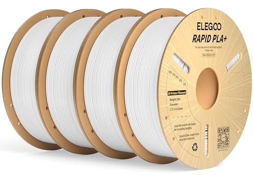 ELEGOO High Speed PLA+ Filament 1.75mm Weiß 4KG, PLA Plus Filament | 600mm/s Hochgeschwindigkeit Filament PLA+, Hohe Zähigkeit&Schlagfestigkeit, Gleichmäßige Wicklung,für meisten 3D Drucker