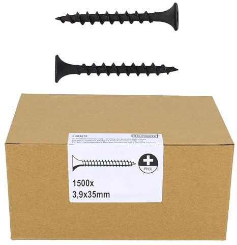 HELPMATE – Vis placo à fixation rapide – 3,9x35 mm – 1500 pièces – à filetage grossier Bois – Vis a placo pour cloisons sèches et Tête en trompette – Profilés en U