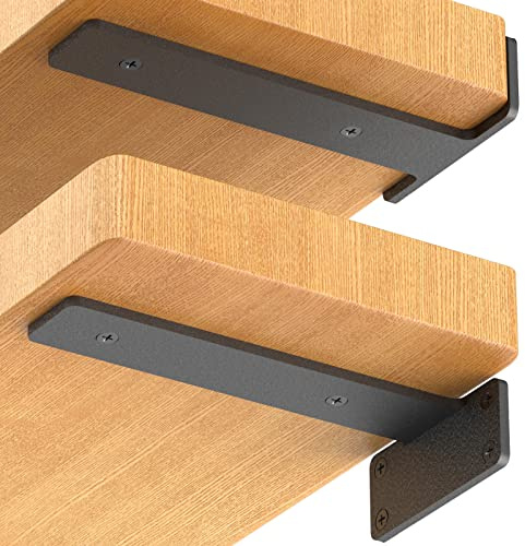 Starunder Schwebende Regalhalterungen, 8er-Pack, 30,5 cm, robust, industriell, schwarz, Metall, L-Winkel zur Regalbefestigung, für Heimwerkerprojekte (0,5 cm dick)