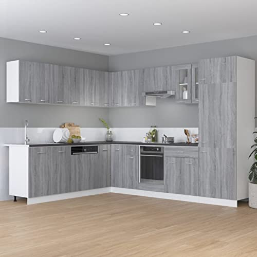 ZEYUAN Armario Inferior De Cocina, Mueble Bajo Fregadero, Auxiliar Bajo Fregadero, Contrachapado Gris Sonoma 60x46x81,5 cm