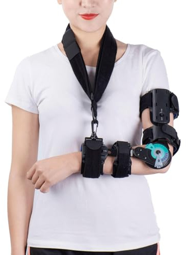 Unisex Adjustable Elbow Joint Brace, Hinged Rom Elbow Brace for Left/Right Elbow, Arm Fracture Fixation Sling, Post Op Elbow Brace for Fixation After Plaster Remova, Dislocation