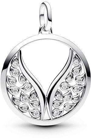 PANDORA ME Flügel Oversized Medaillon-Charm aus Sterling Silber mit Zirkonia, Kompatibel ME und Moments Armbändern, 793371C01
