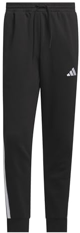 adidas Uomo Essential Three Stripes Fleece Pants, Black/White, XL