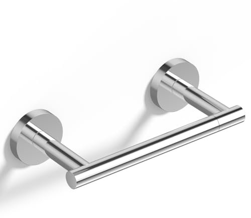 HITSLAM Chrome Toilet Roll Holder Wall Mounted, Double Post Pivoting Toilet Paper Holder, SUS304 Stainless Steel Toilet Tissue Holder, Toilet Accessories for Bathroom, Kitchen, Washroom