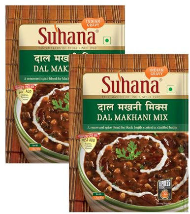 Suhana Spices Mix Powder (Ready To Eat) - Curry Masala Recipe Mixes Casserole Seasoning Herbs - Simplifies & Speeds Up Cooking Process (Pack of 2, Dal Makhani Mix (Dairy Free) 50g (RTE))