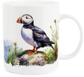 Purely Home Puffins Mug - Coastal Sea Birds - Tea/Coffee Bone China Cup Gift/Present for Bird Lovers