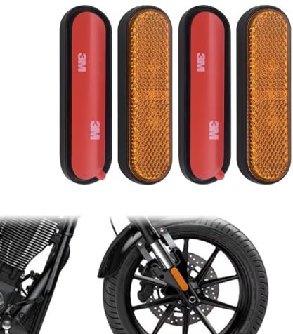 Fonyiunce 4 unidades de 100 x 24 x 8 mm para motocicleta y bicicleta E4, reflejador de horquilla amarillo, ojos de gato, autoadhesivo