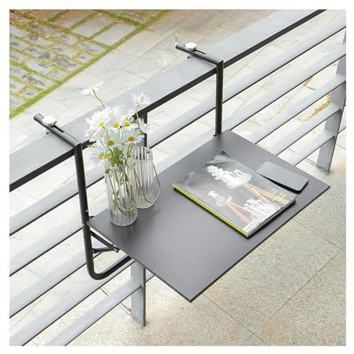 Balcony Railing Folding Rail for Indoor and Outdoor Adjustable Height Desk Deck Outside Patio Bar Railings (Black)