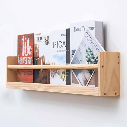 KHLMSRXJ An der Wand montierter Zeitschriftenständer aus Holz, Bücherregal für Wohnzimmer und Büro, Broschürenständer, Literaturbroschüren (80 cm)