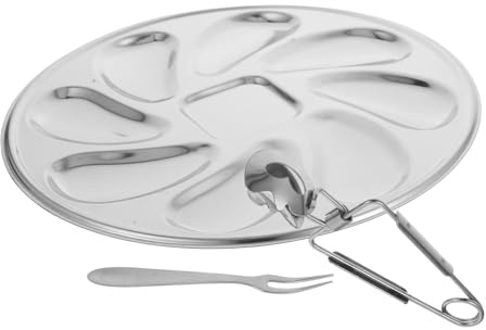 Amosfun Set Piatti da Portata per Ostriche Forcella e Pinza in Acciaio Inossidabile Resistente alla Rottura Design Semplice e Funzionale per Hotel e Snack