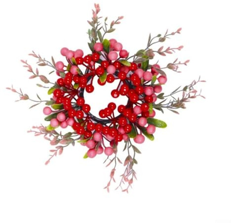 Cloudpower Roter Beerenkranz für Haustür, 30cm Winterkranz Künstlicher Pip Beerenkranz Wandkranz Künstlich Türkranz Roter Beerenzweigen für Valentinstag Wand- und Fensterdekorationen(Wreath C)