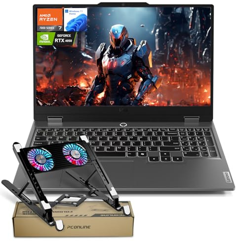 Lenovo LOQ 15 15ARP9 RTX 4050 Gaming Laptop, 15.6 FHD 144Hz IPS Display, AMD Ryzen 7 7435HS, NVIDIA GeForce RTX 4050, 32GB DDR5 RAM, 1TB SSD, Backlit Keyboard, Wi-Fi 6, Bundle with PCO Laptop Cooler