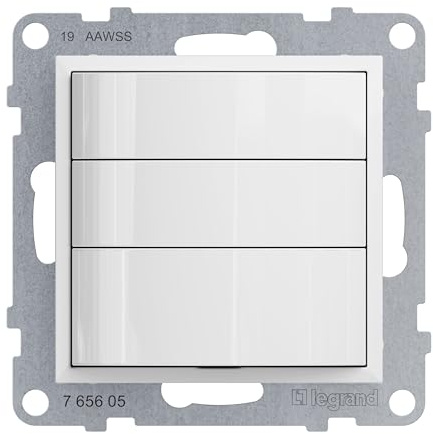 LEGRAND, Seano 765605 Insert de détecteur de Mouvement à 3 conducteurs avec Couvercle, Zone de détection 180°, avec Commande Manuelle, 600 W, 5-20 m, Couleur : Ultra Blanc, 765605