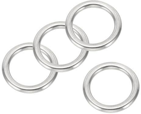 PATIKIL 4 Stück Metall O-Ringe, 5x25mm Metallringe O-Ring, Ozeanklasse 316-Edelstahl geschweißte Rundringe, DIY-Zubehör, für tragfähige Zelte, Kajaks, Tauchernetze, Hängematten, Yoga