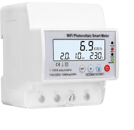 For TUYA Smart Circuit Breaker 100A 1 Phase DIN Rail WiFi Photovoltaic Smart Meter LCD Display Two-Way Metering Energy Monitor for Solar Power Systems