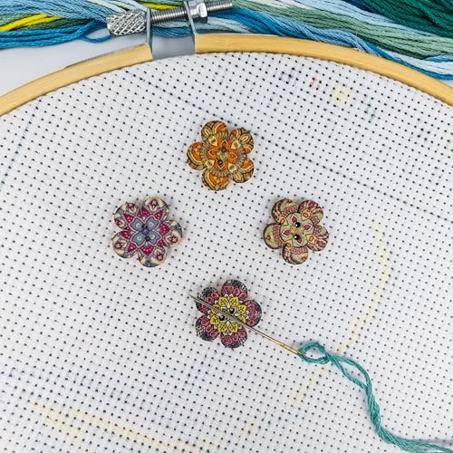 4 delar retro målade små blommor nålminder, magnetisk stifthållare för korsstygn, handarbete och broderitillbehör, magnetisk nål nanny (L-25 mm)