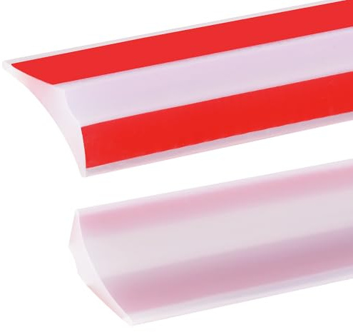 2M Bande d'étanchéité Silicone Pliable Barrage d'eau Seuil de Douche Joint Douche Barriere de Douche Retenue d'eau Anti Débordement pour Salle de Bain Cuisine,25x15mm Transparent(Deux Côtés Adhésifs)