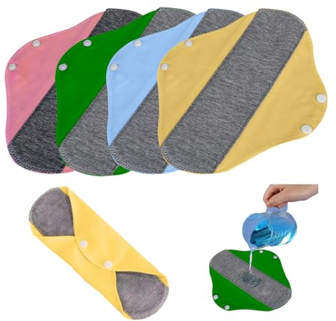 8 Stück Waschbare Slipeinlagen, Wiederverwendbare Stoffbinden, Waschbare Binden aus Natürliche Baumwolle, Bequem und Atmungsaktiv, Waschbar Damenbinden für alle Frauen(23*11cm, Rosa, Grün, Gelb, Blau)
