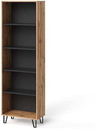 Vicco Bücherregal Amber, Eiche Wotan, 60 x 186.6 cm | mit Ablagefach für zusätzlichen Stauraum