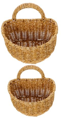 VICASKY Handwoven Hanging Wall Basket for Kitchen Storage Onion Ginger Garlic Organizer with Woven Design Space Saving Kitchen Storage Holder and Decorative Hanging Basket