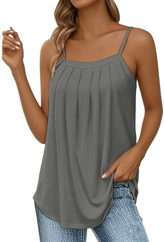Sport tanktopp damer ledig lång, spaghettiremmar topp damer sommar, blustoppar ärmlös chiffong sexiga långtoppar stora storlekar linne eleganta sommartoppar Y2K sporttopp spagettiremmar