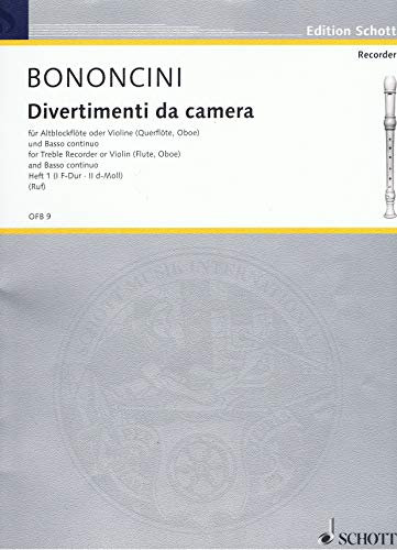 Divertimenti da camera: Band 1. Alt-Blockflöte (Violine, Flöte, Oboe) und Basso continuo (Klavier); Violoncello (Viola da gamba) ad libitum. (Edition Schott)