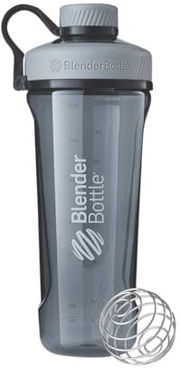 BlenderBottle Radian Tritan Trinkflasche mit BlenderBall, geeignet als Eiweiß Shaker, Protein Shaker, Wasserflasche, BPA frei, skaliert bis 700 ml, Fassungsvermögen 940 ml, grau