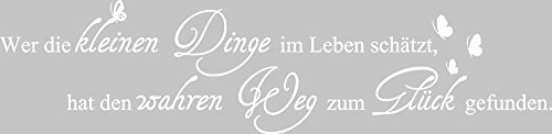 GRAZDesign Wandtattoo Sprüche Wer die kleinen Dinge im Leben schätzt Wohnzimmer Aufkleber - 124x30cm / 010 weiss