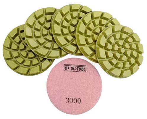 DT-DIATOOL Diamant Schleifpad 100mm 6 Stücke #3000 zum Trocken/Nass Polieren Beton Zement Terrazzo Fußboden