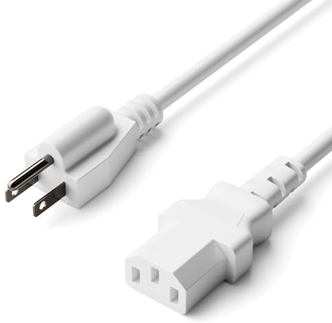 THE CIMPLE CO 10 FT 3-Prong AC White Power Cable for Computers, Servers, Desktops, Medical Equipment - NEMA 5-15P to C13 / IEC 320 - C13 Power Supply Cord 10 Feet (3 Meters), White