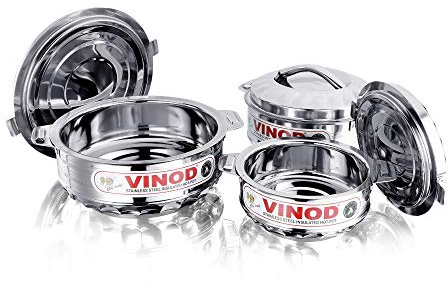 Vinod Lot de 3 casseroles isothermes en acier inoxydable - 1000 ml + 1500 ml + 2500 ml