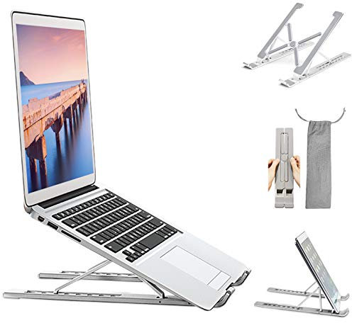 Modazon Laptopständer Verstellbar für iPad Tablet 6 Winkel, Laptop Kühler MacBook Pro Ständer Belüftet Faltbar Kompatibel mit 10-15.6 Zoll, Notebook Laptophalter Riser für Laptop Tisch Bürozubehör