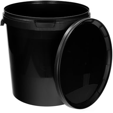BenBow Eimer mit Deckel 30l schwarz 5X 30 Liter - lebensmittelecht, stabil, luftdicht, auslaufsicher, geruchsneutral - Aufbewahrungsbehälter aus Kunststoff, mit Griffen - leer