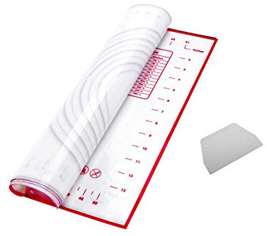 BoBoHome Tappetino in Silicone Antiaderente, Tappetino da Forno con Misure, Fogli da Forno in Silicone Antiscivolo Tappetino in Silicone per Rotolo da Pasticceria 60 X 80 Cm Rosso