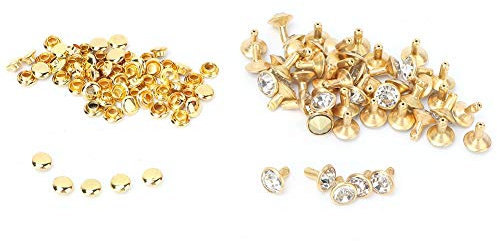 Cikonielf 50PC Nieten Crystal Inlay Rapid Rivets Spots Nieten für DIY Leder Kleidung Tasche Schuhe Craft Decoration(Weißer Kristall)