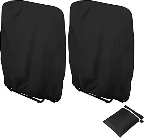 Klappstühle Schutzhülle, 2 Stück Gartenstühle Abdeckung Oxford Abdeckhaube Winddicht, Anti-UV, Staubdicht für Gartenmöbel Deckchair Klappstuhl mit Aufbewahrungstasche (Schwarz)