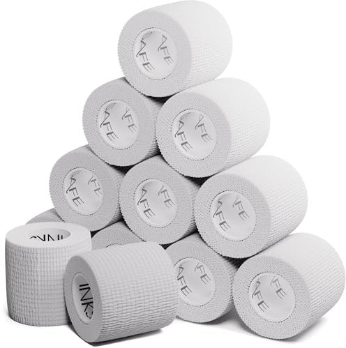 Inksafe Weiß Selbsthaftende kohäsive Bandagen, Haftbandage 5 cm x 4,5 m, Box mit 12 Stück