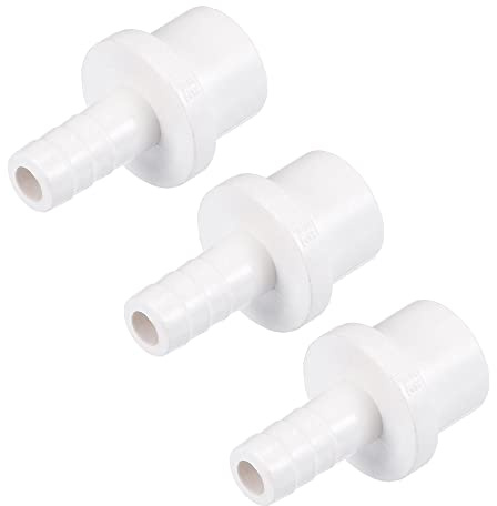 sourcing map PVC Pipe Fitting 10mm Barb OD 20mm Spigot Straight Tube Hose Connector, White Pack of 3