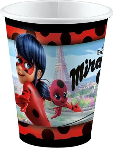 amscan 8 Becher * MIRACULOUS * für eine Mottoparty oder Kindergeburtstag Ladybug Marienkäfer Superheld Party Geburtstag Pappbecher Partybecher Cups